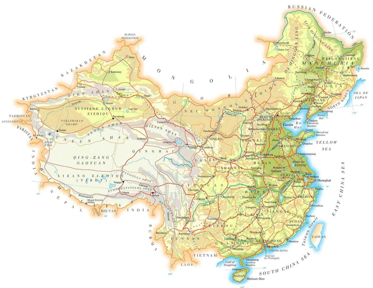 Bản đồ trung quốc địa hình