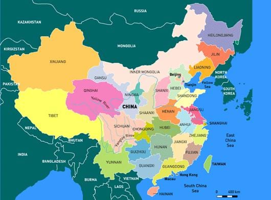 Bản đồ trung quốc với tỉnh