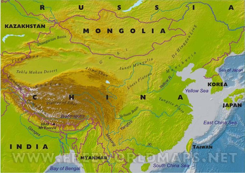 bản đồ của Trung quốc với địa lý