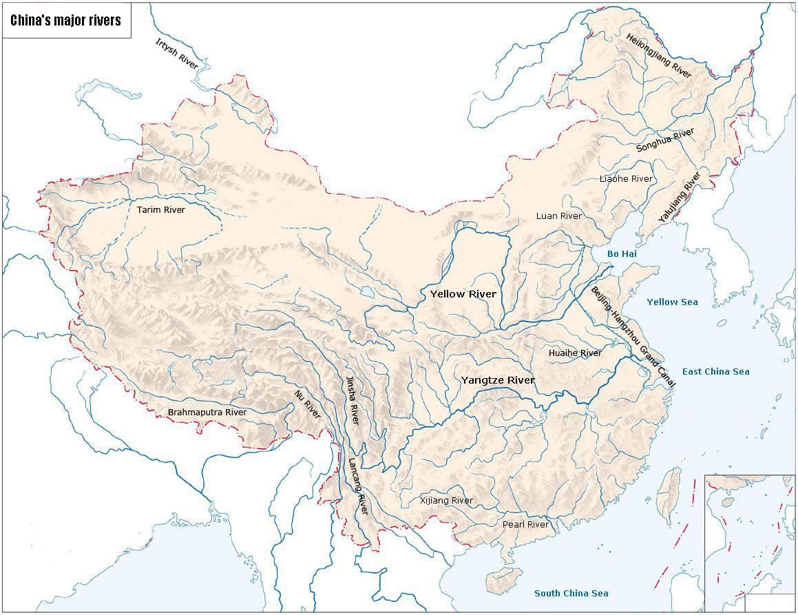Trung quốc sông bản đồ