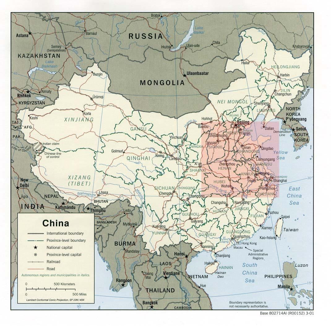 bản đồ của bắc Trung quốc đồng bằng