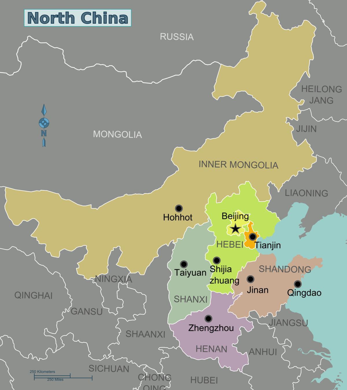 bản đồ của miền bắc Trung quốc