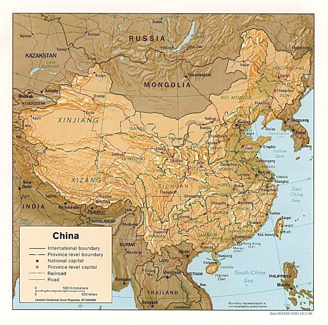 địa hình bản đồ của Trung quốc