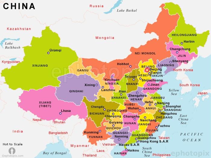 Bản đồ trung quốc với kỳ