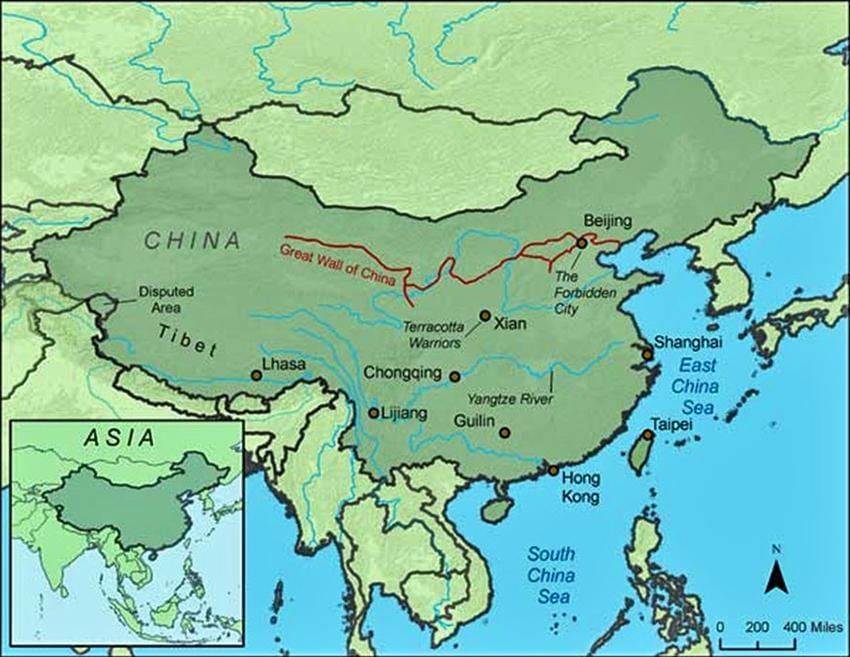 bản đồ của Trung quốc tuyệt vời tường