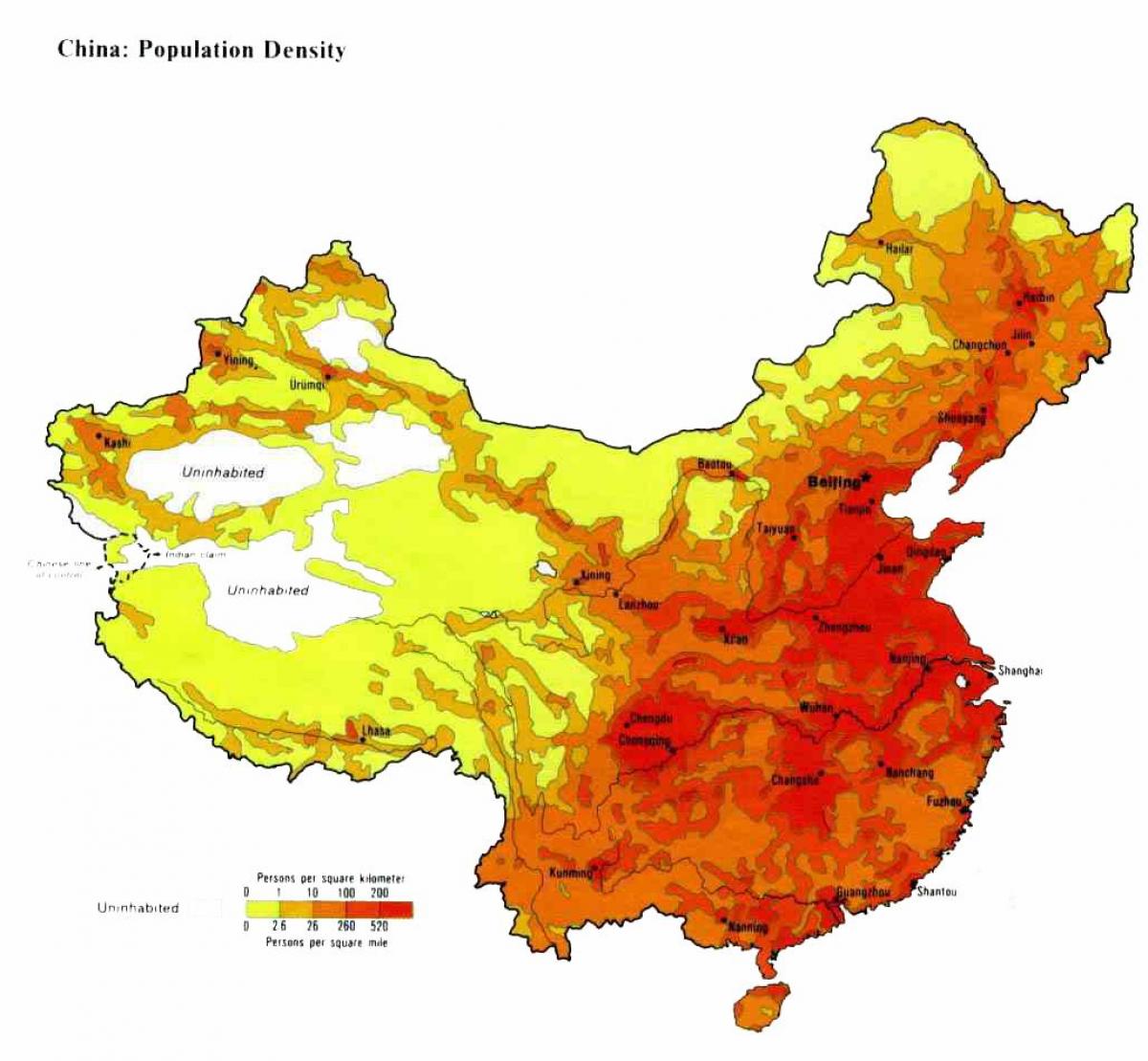 mật độ dân bản đồ của Trung quốc