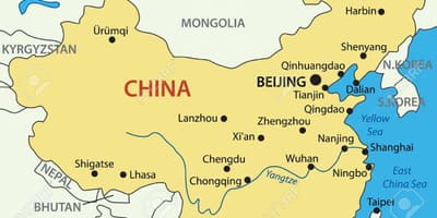 Biển màu vàng bản đồ Trung quốc