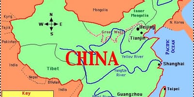 Bản đồ trung quốc với con sông và núi non