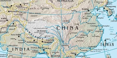 Bản đồ của Trung quốc với núi