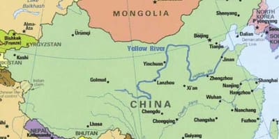Sông vàng trên bản đồ Trung quốc